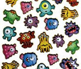  Monsters Wobbly Purple Peach Stickers
