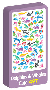  Dolphins & Whales Cute Stickers Purple Peach Stickers