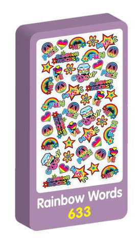 Rainbow Words Stickers Purple Peach Stickers