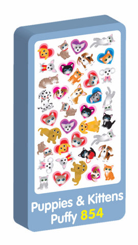  Puppies and Kittens puffy Purple Peach Stickers