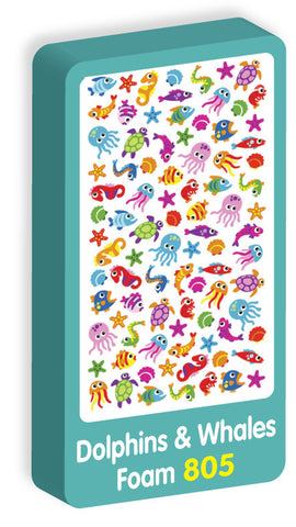  Dolphins & Whales Purple Peach Stickers