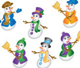 Snowman Funky Purple Peach Stickers
