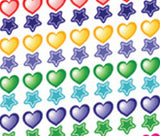  Hearts and Stars Cool Stickers Purple Peach Stickers