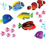  Tropical Fish Stickers Purple Peach Stickers